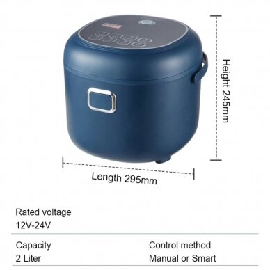 Elektrinis daugiafunkcis puodas 2L 12V/24V/220V - Image 3